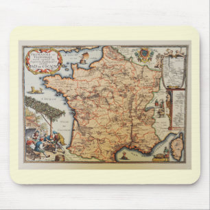 Old map of France Mouse Mat
