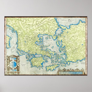 Old Map of Greece Poster