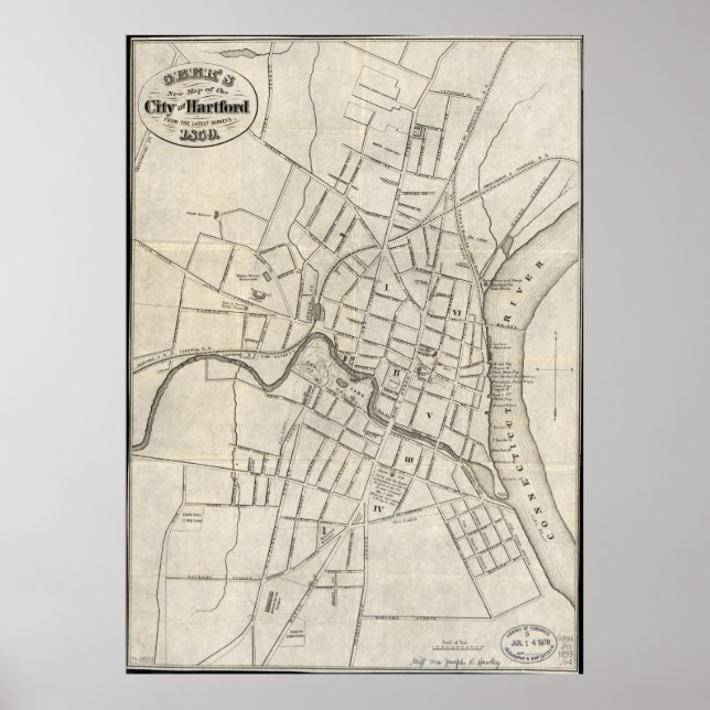 Old Map of Hartford, Connecticut (1859) Poster (Front)
