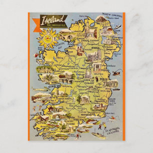 Old Map of Ireland Postcard