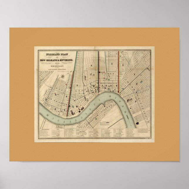 Old Map of New Orleans, LA Poster (Front)