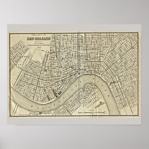 Old Map of New Orleans, LA Poster
