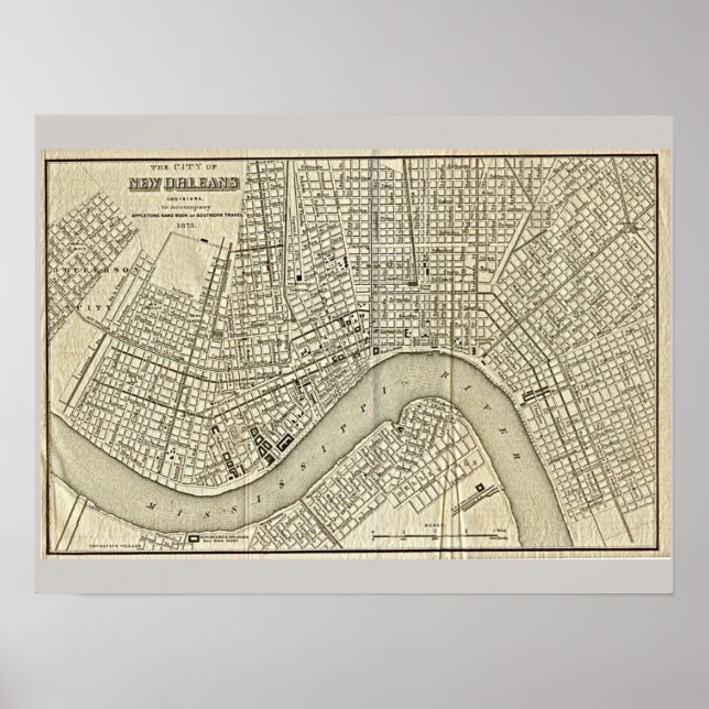 Old Map of New Orleans, LA Poster (Front)