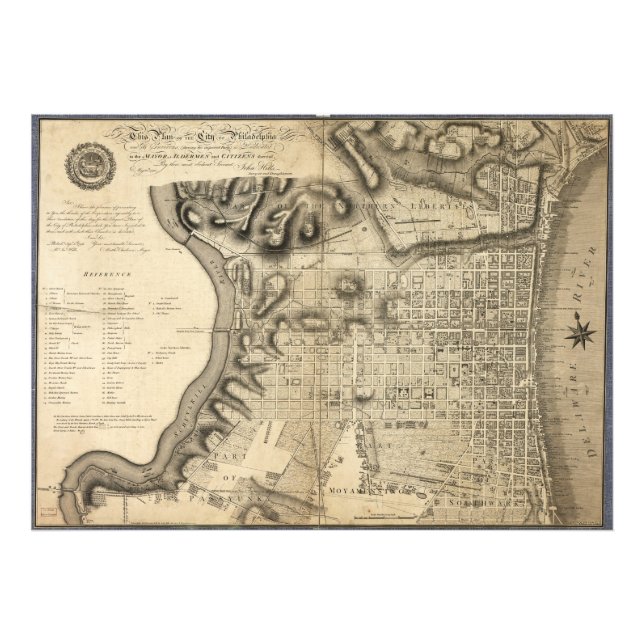 Old Map of Philadelphia Pennsylvania from 1796 Photo Print (Front)
