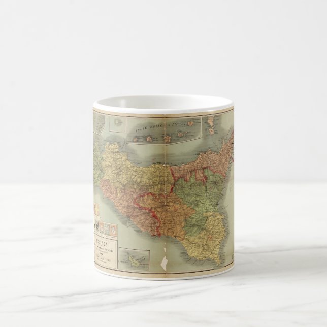 Old Map of Sicily from 1900 (Sicilia carta) Coffee Mug (Center)