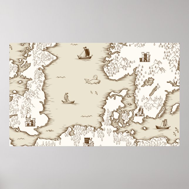 Old map of the North Sea, Britain and Scandinavia, Poster (Front)