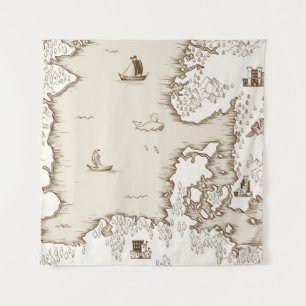 Old map of the North Sea, Britain and Scandinavia, Tapestry