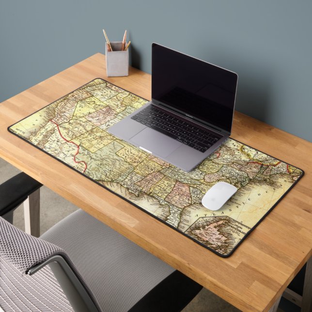 Old Map of The USA Desk Mat (Office 2)