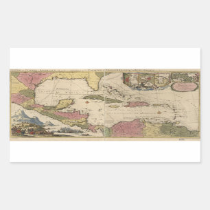 Old Map of the West Indies (1757) Rectangular Sticker