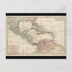 Old Map of the West Indies Caribbean (1765) Postcard