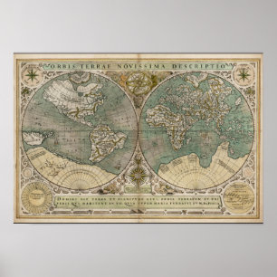 Old Map of the World 1700 Poster