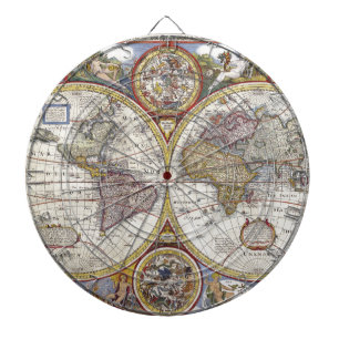 Old Map of the World Dartboard