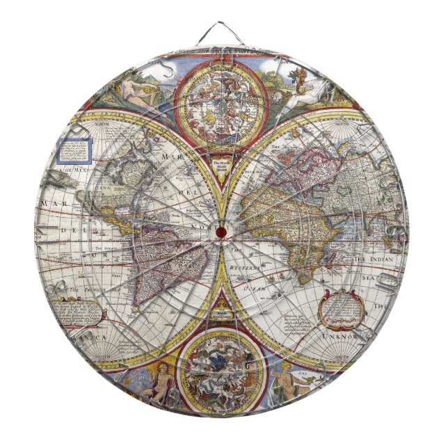 Old Map of the World Dartboard (Front)