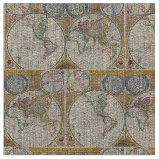 Old Map of the World Fabric