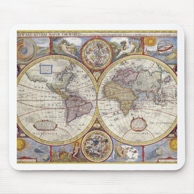 Old Map of the World Mouse Mat (Front)