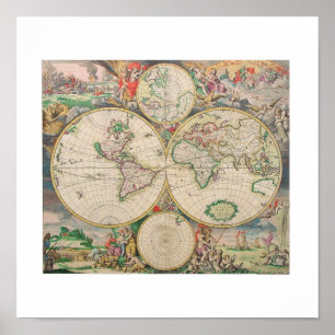 Old Map of the World Poster