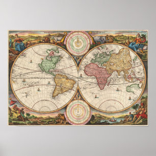 Old Map of The World: Stoopendal Poster