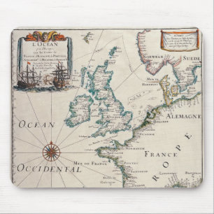 Old map of Western Europe Mouse Mat