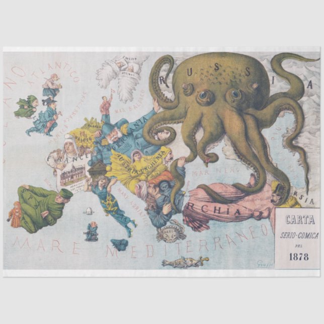 Old Map Scene Tissue Paper (Front)