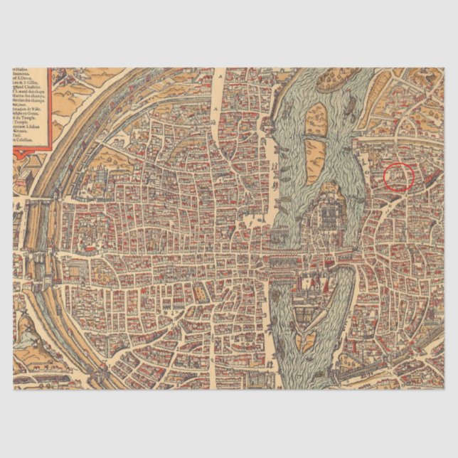 Old Map Series 1 Design 15 Tissue Paper (Front)