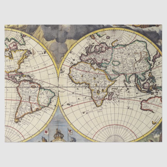 Old Map Series 1 Design 5 Tissue Paper (Front)