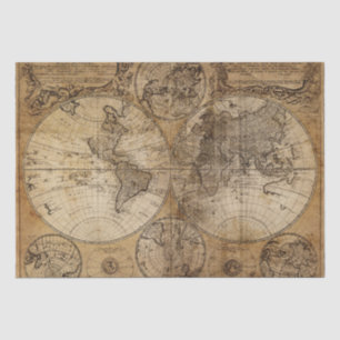 old map tissue paper