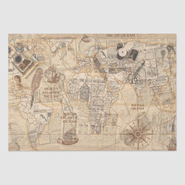 old map tissue paper (Front)
