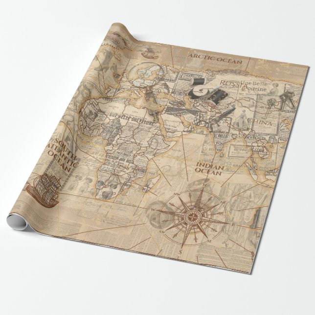 old map wrapping paper (Unrolled)
