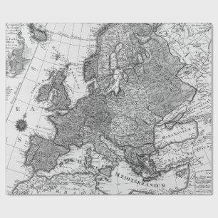 Old Maps Black and White Wrapping Paper