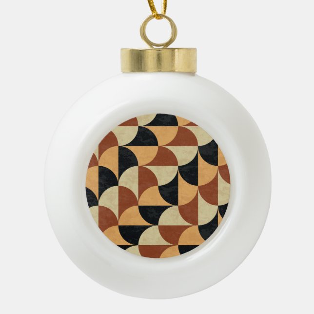 Old marble floor, geometric seamless texture. ceramic ball christmas ornament (Front)