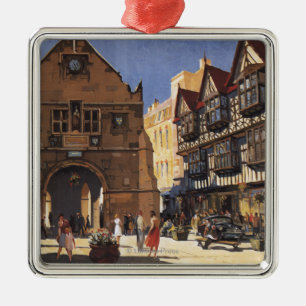 Old Market Hall View British Railways Poster Metal Tree Decoration