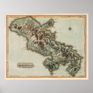 Old Martinique Island Map (1823) Poster