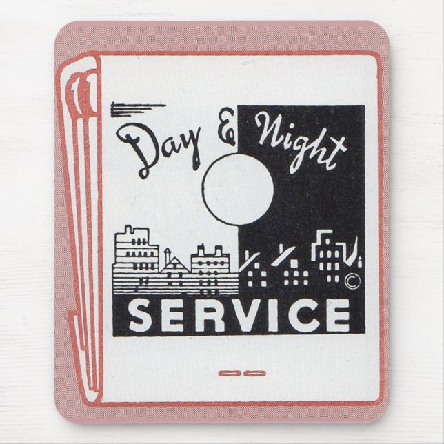 old matchbook cover Day & Night Service Mouse Mat (Front)