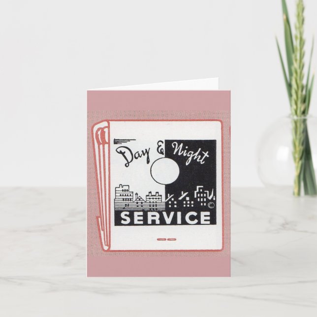 old matchbook cover Day & Night Service Note Card (Front)