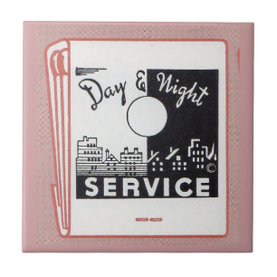 old matchbook cover Day & Night Service print Tile