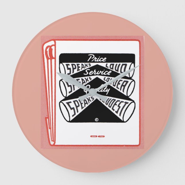 old matchbook cover Price Speaks Loud Large Clock (Front)