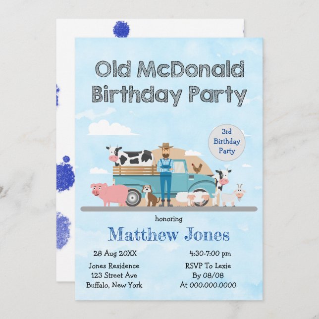 Old McDonald Farm Birthday Party (Front/Back)