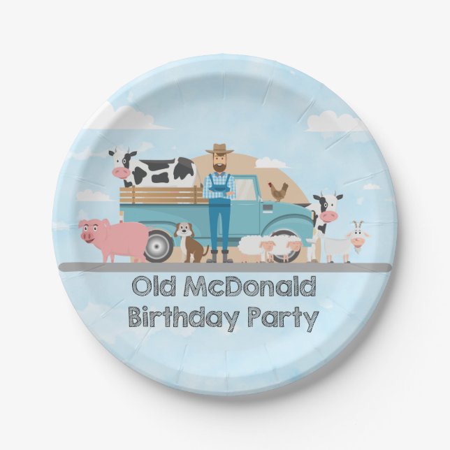 Old McDonald Farm Birthday Party  Paper Plate (Front)