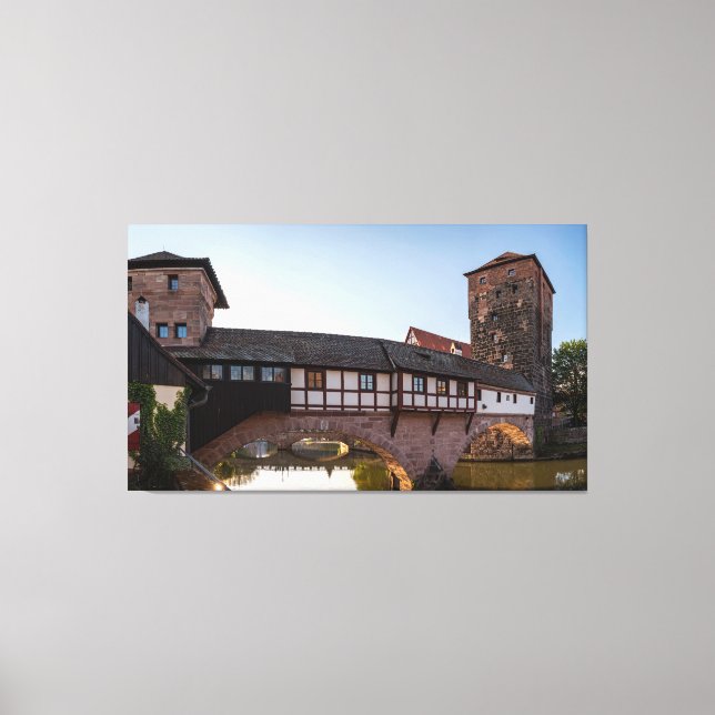 Old mediaeval bridge in Nuremberg, Germany Canvas Print (Front)