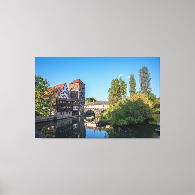 Old mediaeval bridge in Nuremberg, Germany Canvas Print (Front)