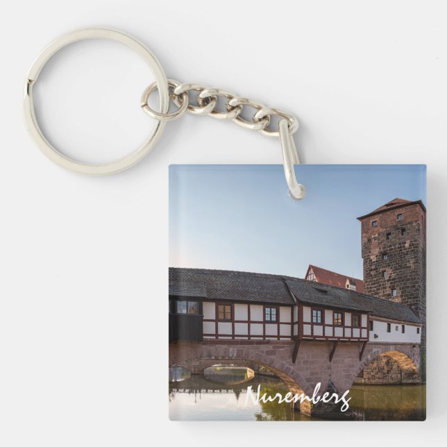 Old mediaeval bridge in Nuremberg, Germany Key Ring (Front)