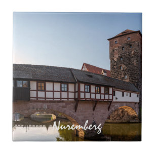 Old mediaeval bridge in Nuremberg, Germany Tile