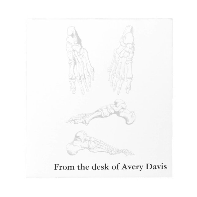 Old Medical Art Human Anatomy Bones of the Foot Notepad (Front)
