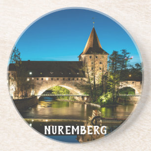 Old medieval bridge at night in Nuremberg Coaster