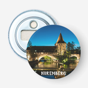 Old medieval bridge at night Nuremberg Bottle Opener