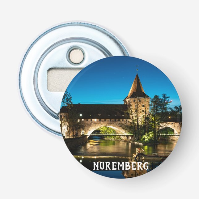 Old medieval bridge at night Nuremberg Bottle Opener (Front)
