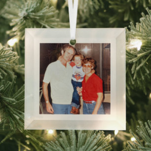 Old Memories photo keepsake Glass Tree Decoration