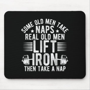 Old Men Gag Workout Gym Fitness Exercise Weightlif Mouse Mat