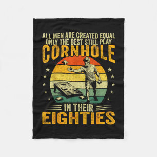 Old men play cornhole in 80s funny bean bag toss fleece blanket