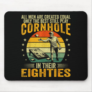 Old men play cornhole in 80s funny bean bag toss mouse mat